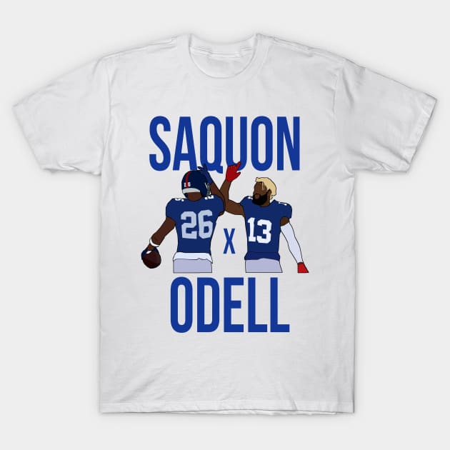 Saquon Barkley and Odell Beckham Jr 'Saquon x Odell' - New York Giants T-Shirt by xavierjfong